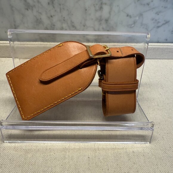 Louis Vuitton Vachetta Leather Luggage Tag & Poignet Set - Picture 2 of 2